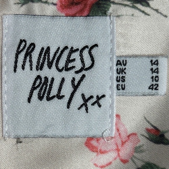 Princess Polly Satin Slip Dress Pink Floral Lace Trim Mini Spaghetti Strap Sz 10 - Picture 12 of 12